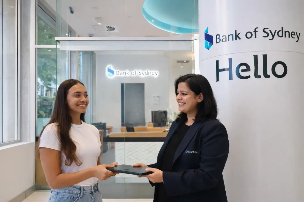 Bank of Sydney team members in a branch